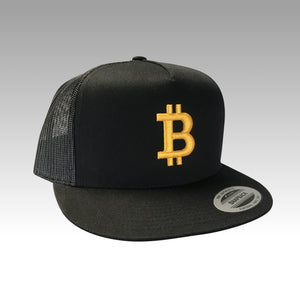 Bitcoin Hat Trucker Style Mesh Back Snapback with BTC Logo