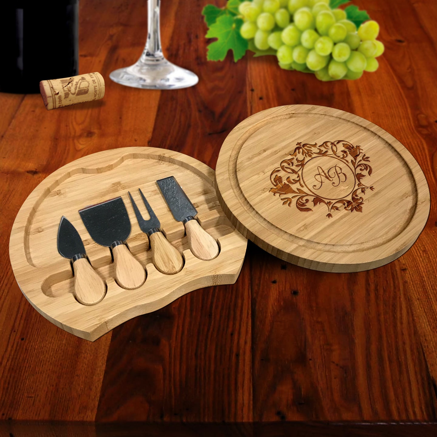 Personalized Cutting Board Gift Set – Cool Bamboo Cheese Boards with Cutting Knife Tools Unique Mother's Day Gift Ideas