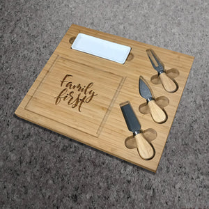 Personalized Bamboo Cutting Board Gift Set with Cheese Cutting Knife